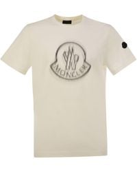 Moncler - Cotton T-Shirt With Shaded Logo - Lyst