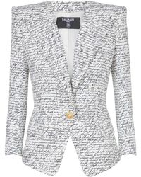 Balmain - Love Letter Print Tailored Mini Jacket - Lyst