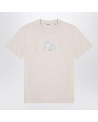 Burberry - Ivory Cotton T-Shirt With Logo Print - Lyst