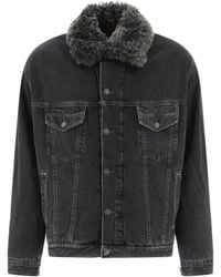 Acne Studios - Lined Denim Jacket With Faux-Fur Collar For - Lyst