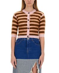 Marni - Chic Cropped Striped Cardigan - Lyst