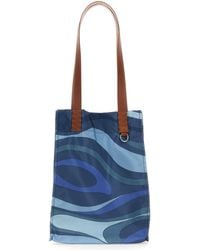 PUCCI - Patterned Tote Handbag With Double Leather Top Handle - Lyst