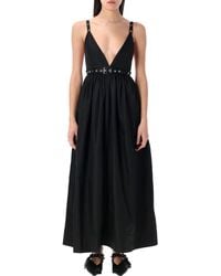 Ganni - Mini Strap Dress With Deep V-Neckline - Lyst