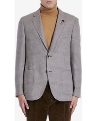 Lardini - Classic Houndstooth Wool-Blend Jacket - Lyst