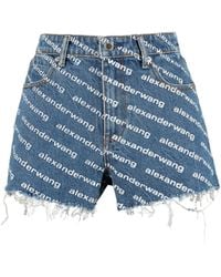 Alexander Wang - Logo Print Denim Shorts For - Lyst