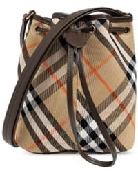 Burberry - Check Mini Bucket Bag - Lyst