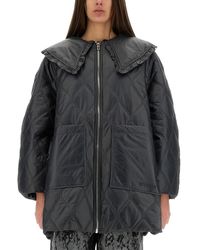 Ganni - Oversized Quilted Midi Jacket - Lyst