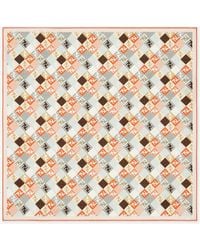 Fendi - Stylish Silk Foulard With Geometric Pattern And Logo, Double-Sided Design - Lyst