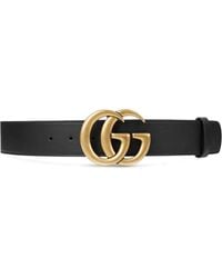 Gucci - Belt Gold Double G Buckle Leather 397660 4cm (GGB1001) - Lyst