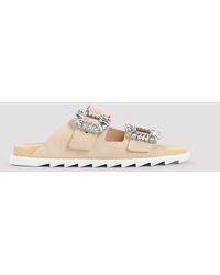 Roger Vivier - Suede Strass Buckle Sandals - Lyst