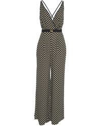 Elisabetta Franchi - Chic Monogram Jumpsuit With V-Neckline And Spaghetti Straps - Lyst