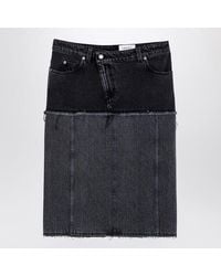 McQueen Panelled Denim Midi Skirt in Blue | Lyst