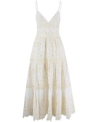 ERMANNO FIRENZE - Elegant Long Cotton Dress With V-Neckline - Lyst