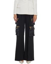 Elisabetta Franchi - Cotton High-Waisted Trousers with Belt - Lyst