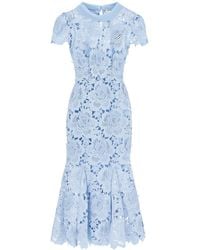 Self-Portrait - Floral Lace Midi Dress With Eight - Lyst