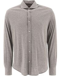 Brunello Cucinelli - Silk And Cotton Lightweight Jersey Shirt - Lyst