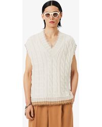 Lacoste - Runway Cable Knit Wool Sweater Vest - Lyst