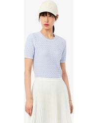 Lacoste - Short Sleeved Cable Knit Sweater - Lyst