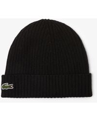Lacoste - Ribbed Knitted Beanie - Lyst