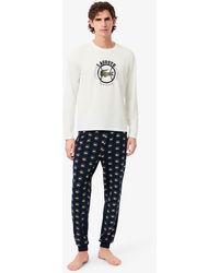 Lacoste - Printed Jersey Pajama Set - Lyst
