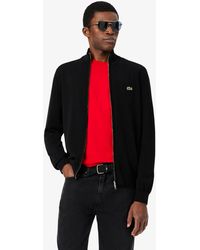 Lacoste - Zip-Up High-Neck Cotton Sweater - Lyst
