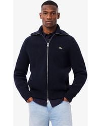 Lacoste - Wool Zip-Up Sweater - Lyst