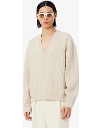Lacoste - Runway Cashmere Cable Knit Cardigan - Lyst