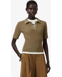 Lacoste - Runway Cable Knit Polo Collar Sweater - Lyst