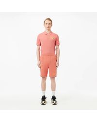 Lacoste - Regular Fit Washed Effect Printed Fleece Shorts - Lyst