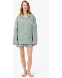 Lacoste - Oversized Striped Poplin Pajama Set - Lyst