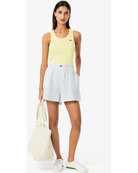 Lacoste - Relaxed Fit Striped Linen Shorts - Lyst