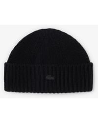 Lacoste - 3D Rib Knit Wool Beanie - Lyst