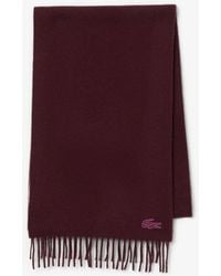 Lacoste - Brushed Wool Metallic Crocodile Accent Scarf - Lyst