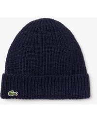 men's turned edge ribbed wool beanie