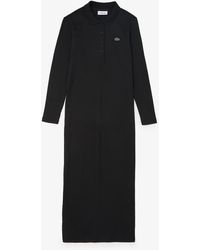 Lacoste - Slim Fit Ribbed Cotton Polo Collar Dress - Lyst