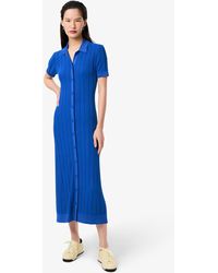 Lacoste - Ribbed Knit Polo Collar Dress - Lyst