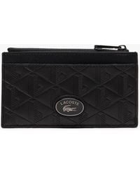 Lacoste - Monogram Leather Zip Card Holder - Lyst