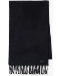 Lacoste - Brushed Wool Metallic Crocodile Accent Scarf - Lyst