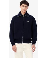 Lacoste - Wool Zip-Up Sweater - Lyst