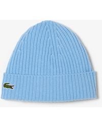 Lacoste - Unisex Ribbed Wool Beanie Pastel Blue - Lyst