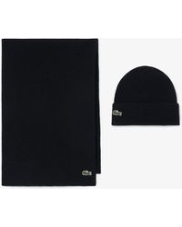 Lacoste - Wool Scarf & Beanie Gift Set - Lyst