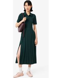 Lacoste - Pleated Fluid Jersey Polo Collar Dress - Lyst