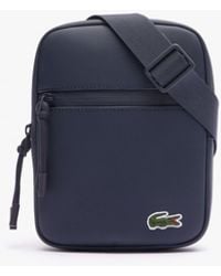 Lacoste - Lcst Coated Canvas Small Flat Crossbody Bag - Lyst
