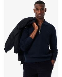 Lacoste - Cotton & Wool Blend Half-Zip Polo Collar Sweater - Lyst
