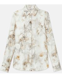 Lafayette 148 New York - Eco Leaves Print Silk Twill Buttoned Blouse - Lyst