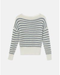 Lafayette 148 New York - Stripe Organic Cotton & Denim Yarn Bateau Sweater - Lyst