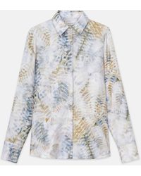 Lafayette 148 New York - Eco Fern Print Silk Twill Buttoned Blouse - Lyst