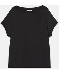 Lafayette 148 New York - Organic Silk Stretch Georgette Knit Trim T-shirt Blouse - Lyst