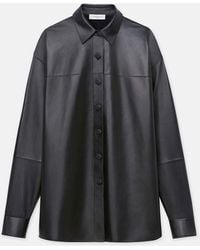 Lafayette 148 New York - Plus-size Nappa Lambskin Leather Shirt Jacket - Lyst