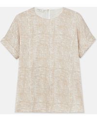 Lafayette 148 New York - Burlap Print Crinkle Stretch Silk T-shirt Blouse - Lyst